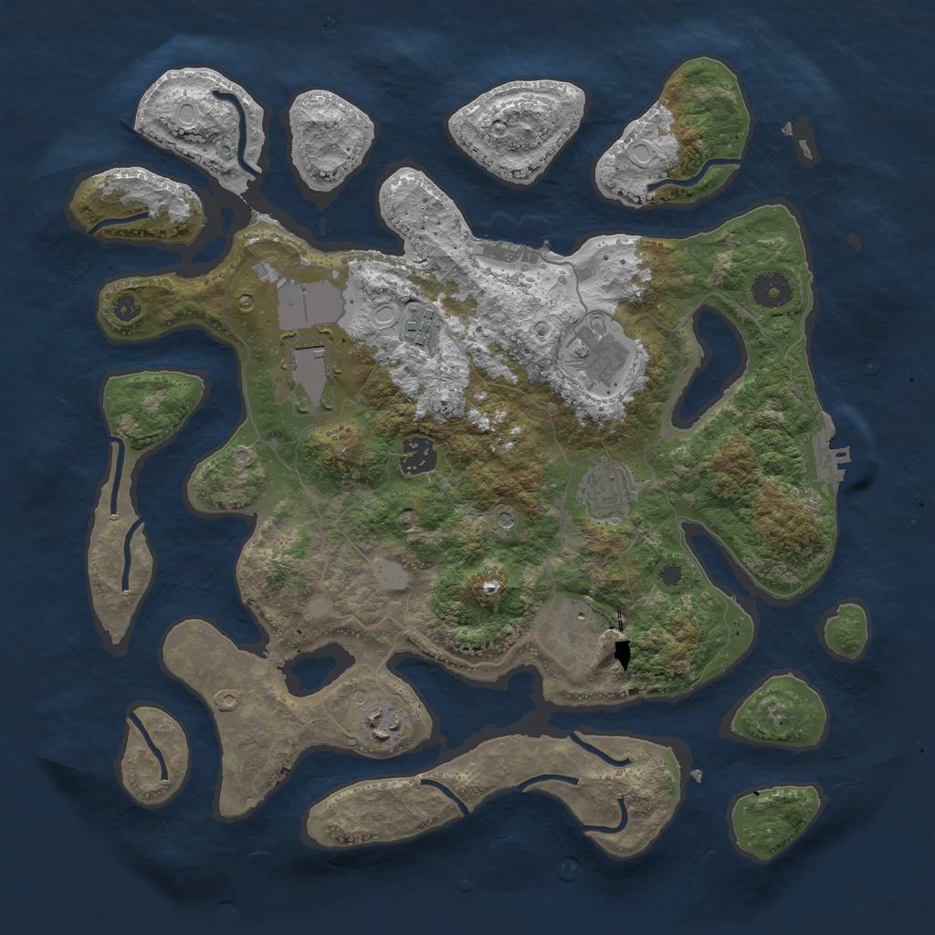 Rust Map: Procedural Map, Size: 3700, Seed: 1465413910, 15 Monuments