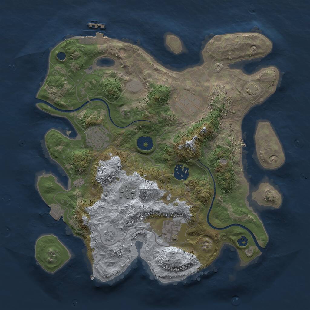 Rust Map: Procedural Map, Size: 3000, Seed: 56692801, 9 Monuments