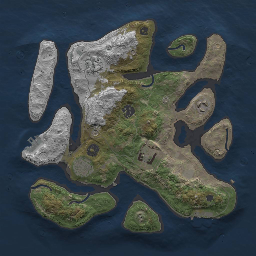 Rust Map: Procedural Map, Size: 3000, Seed: 499843, 13 Monuments