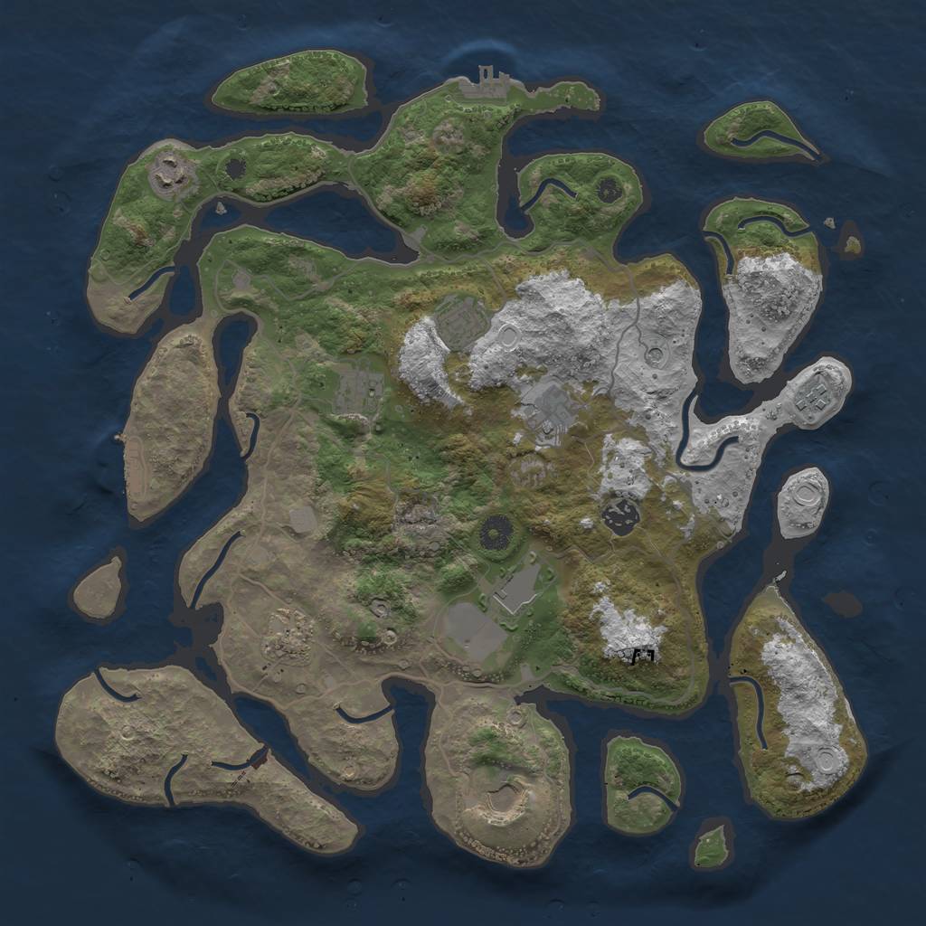 Rust Map: Procedural Map, Size: 4000, Seed: 92256, 17 Monuments