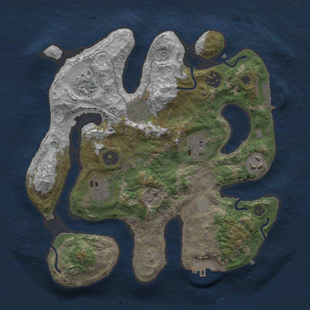 Rust Map: Procedural Map, Size: 3000, Seed: 2042109744, 14 Monuments