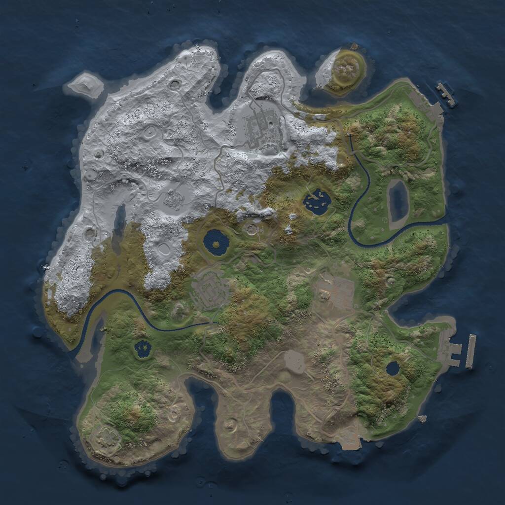 Rust Map: Procedural Map, Size: 3000, Seed: 2042109744, 10 Monuments