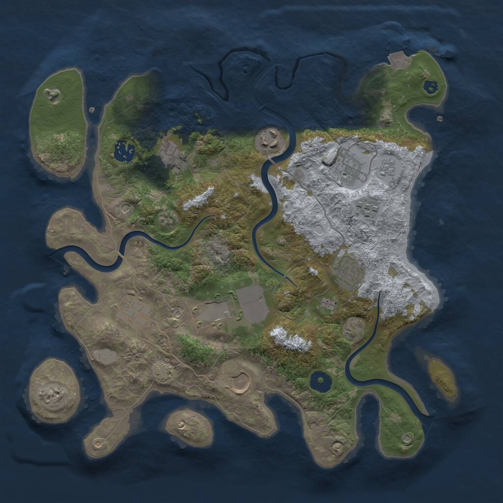 Rust Map: Procedural Map, Size: 3500, Seed: 155734, 14 Monuments