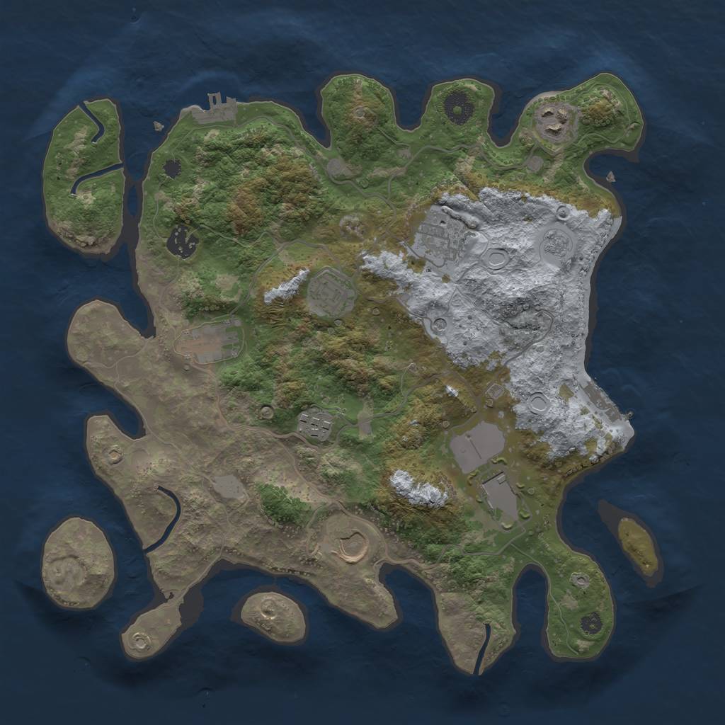 Rust Map: Procedural Map, Size: 3500, Seed: 155734, 15 Monuments