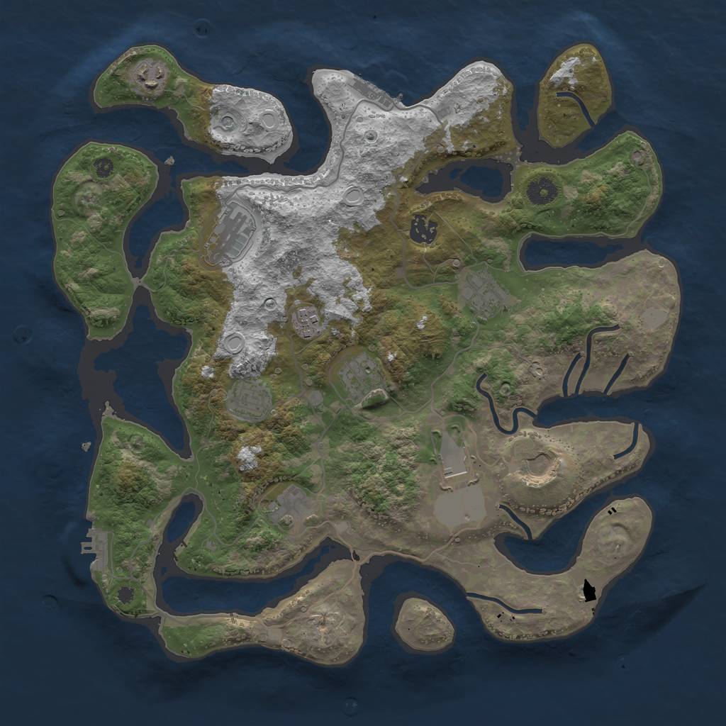 Rust Map: Procedural Map, Size: 3800, Seed: 1471876078, 18 Monuments