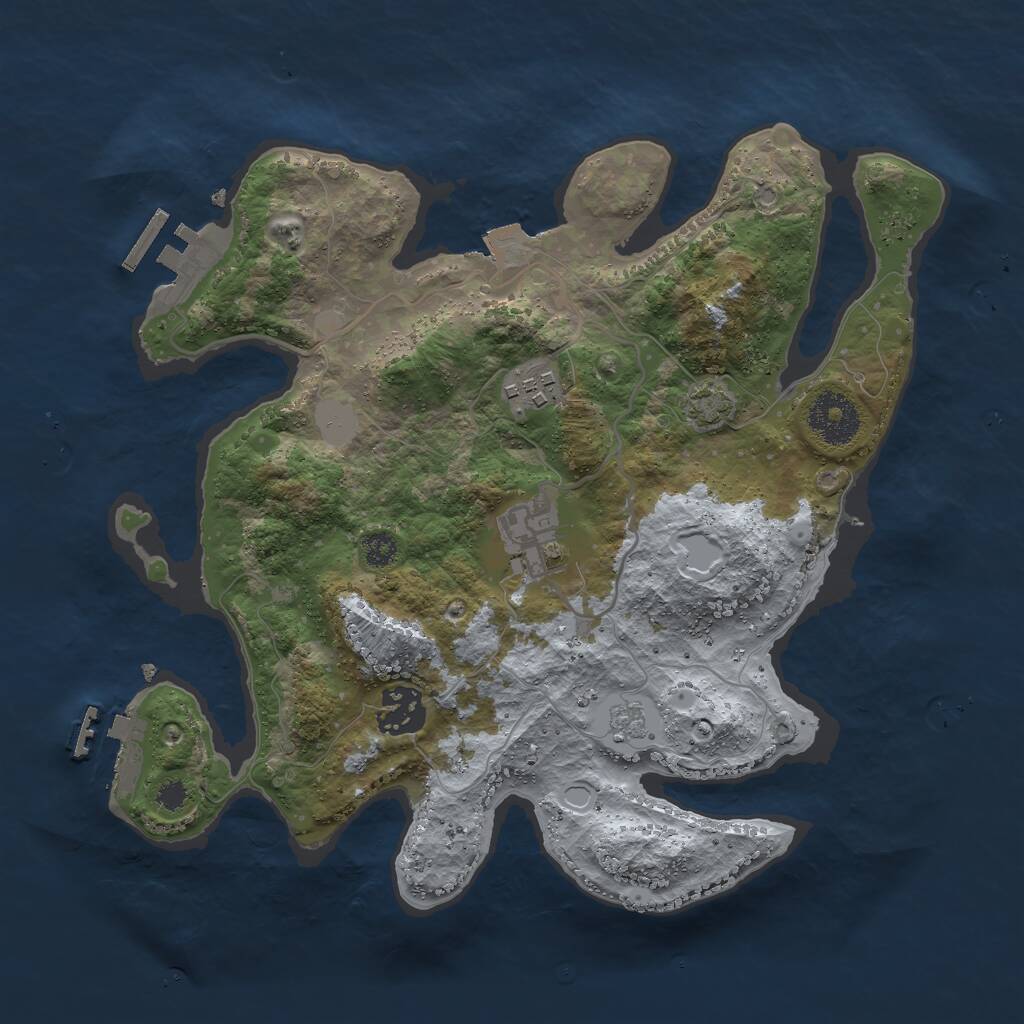 Rust Map: Procedural Map, Size: 3000, Seed: 80868158, 8 Monuments