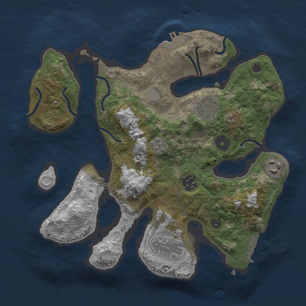 Rust Map: Procedural Map, Size: 3000, Seed: 632195, 12 Monuments