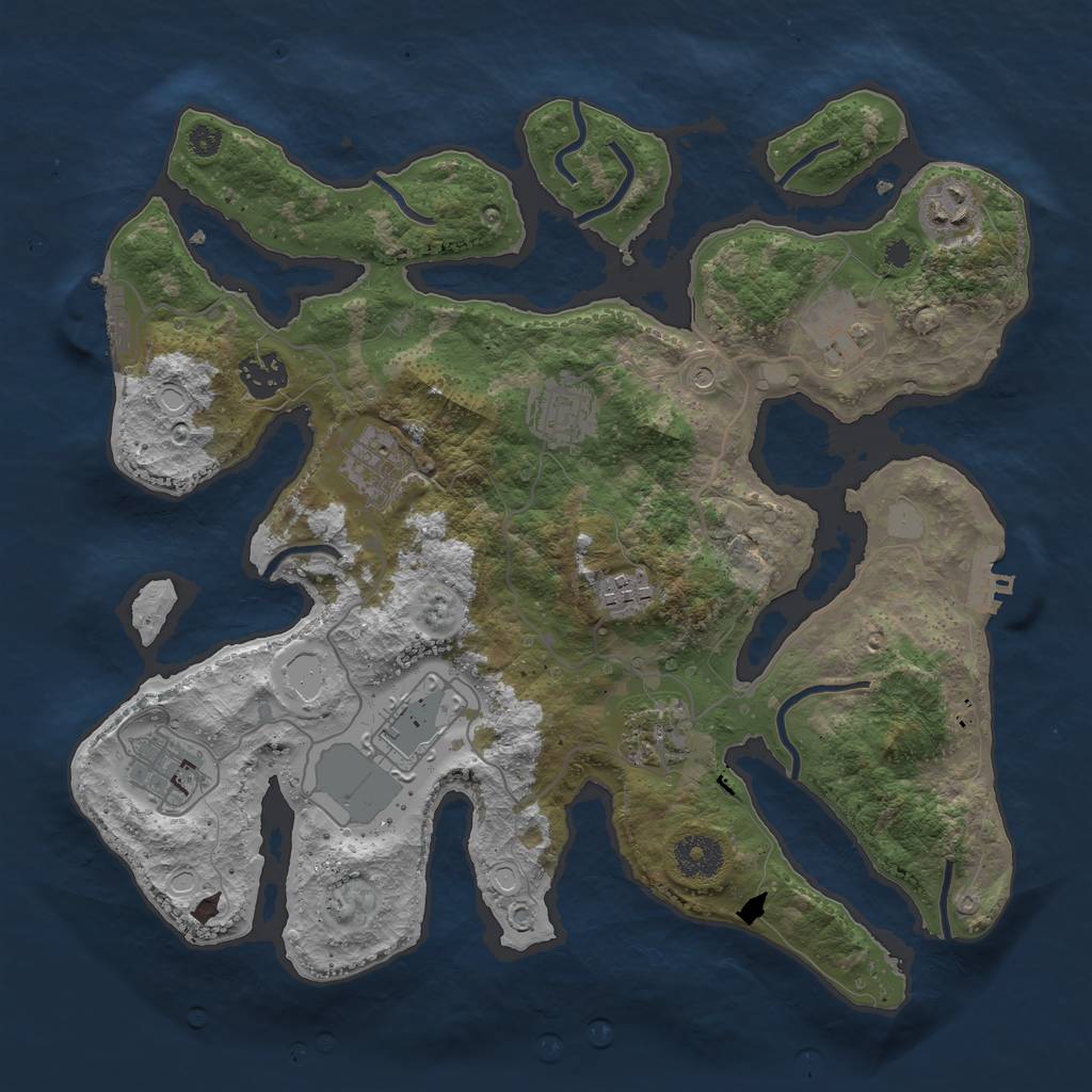 Rust Map: Procedural Map, Size: 3500, Seed: 940359978, 17 Monuments