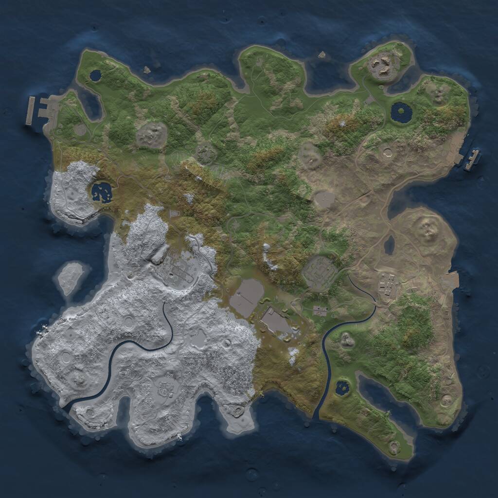 Rust Map: Procedural Map, Size: 3500, Seed: 940359978, 12 Monuments