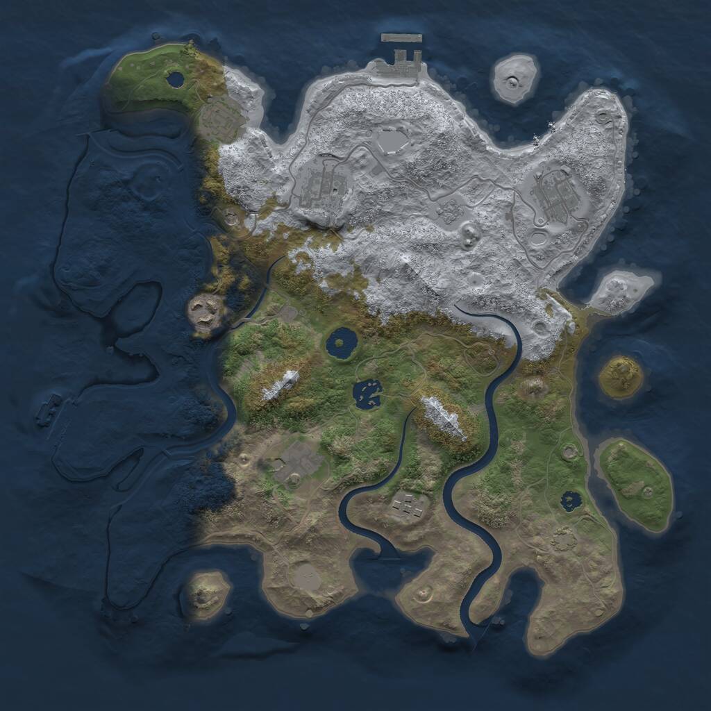 Rust Map: Procedural Map, Size: 3500, Seed: 949873, 13 Monuments