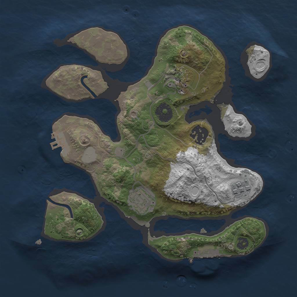 Rust Map: Procedural Map, Size: 2500, Seed: 9876513, 11 Monuments