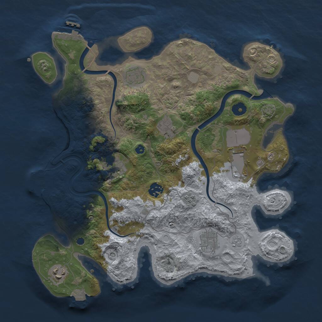 Rust Map: Procedural Map, Size: 3500, Seed: 1182425574, 14 Monuments