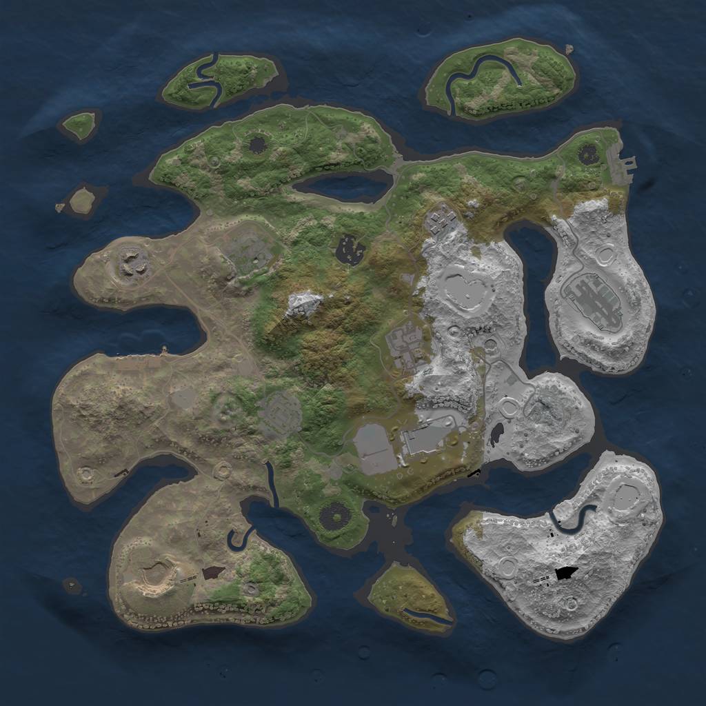 Rust Map: Procedural Map, Size: 3600, Seed: 1328972899, 17 Monuments