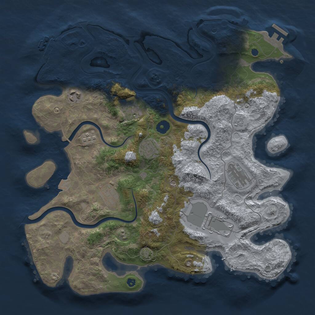 Rust Map: Procedural Map, Size: 3600, Seed: 233506085, 13 Monuments