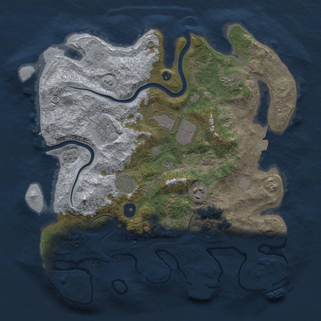 Rust Map: Procedural Map, Size: 3550, Seed: 1493105927, 12 Monuments