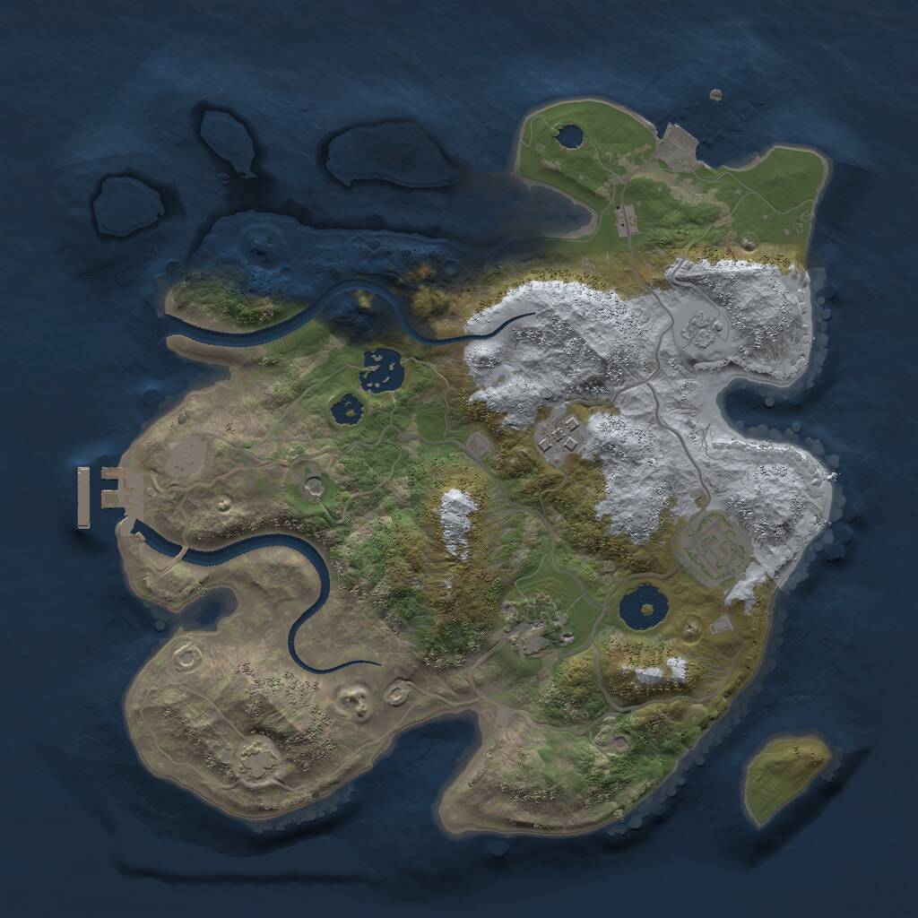 Rust Map: Procedural Map, Size: 3000, Seed: 465413, 9 Monuments