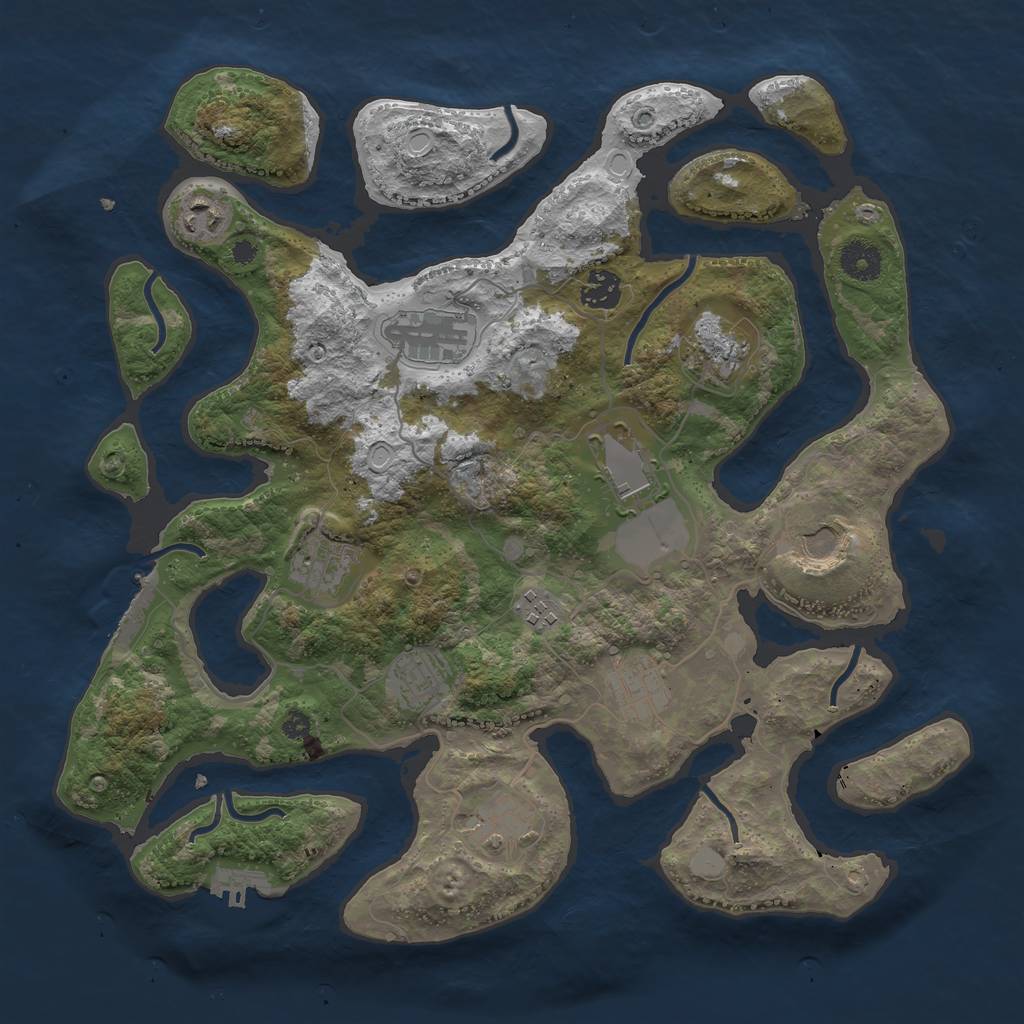 Rust Map: Procedural Map, Size: 3750, Seed: 259946737, 18 Monuments