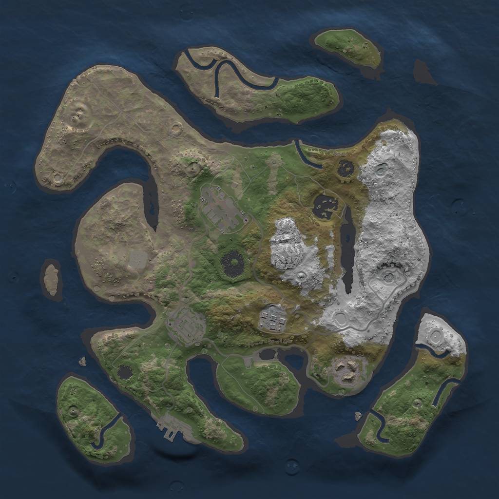 Rust Map: Procedural Map, Size: 3000, Seed: 839562, 12 Monuments