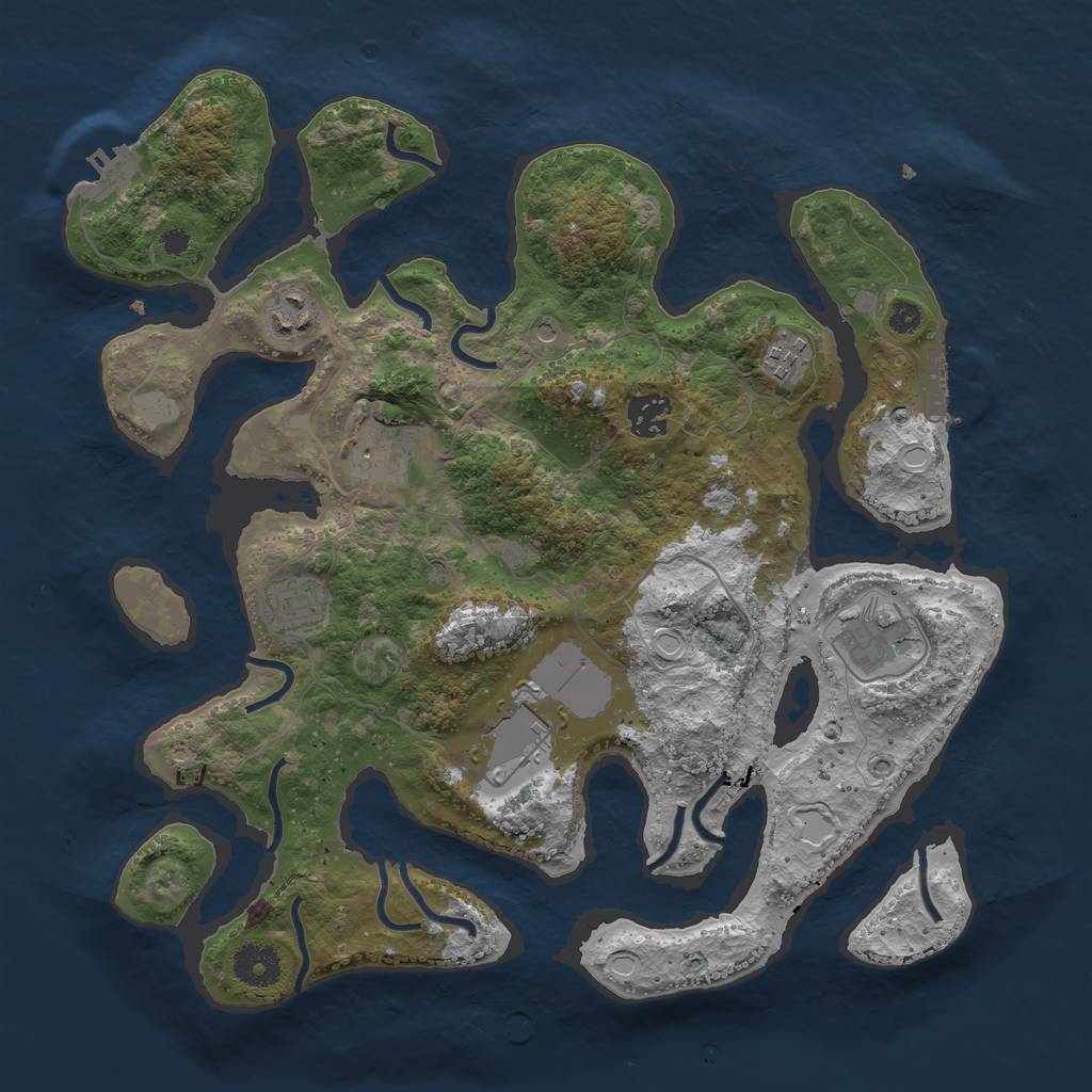Rust Map: Procedural Map, Size: 3600, Seed: 33366655, 15 Monuments
