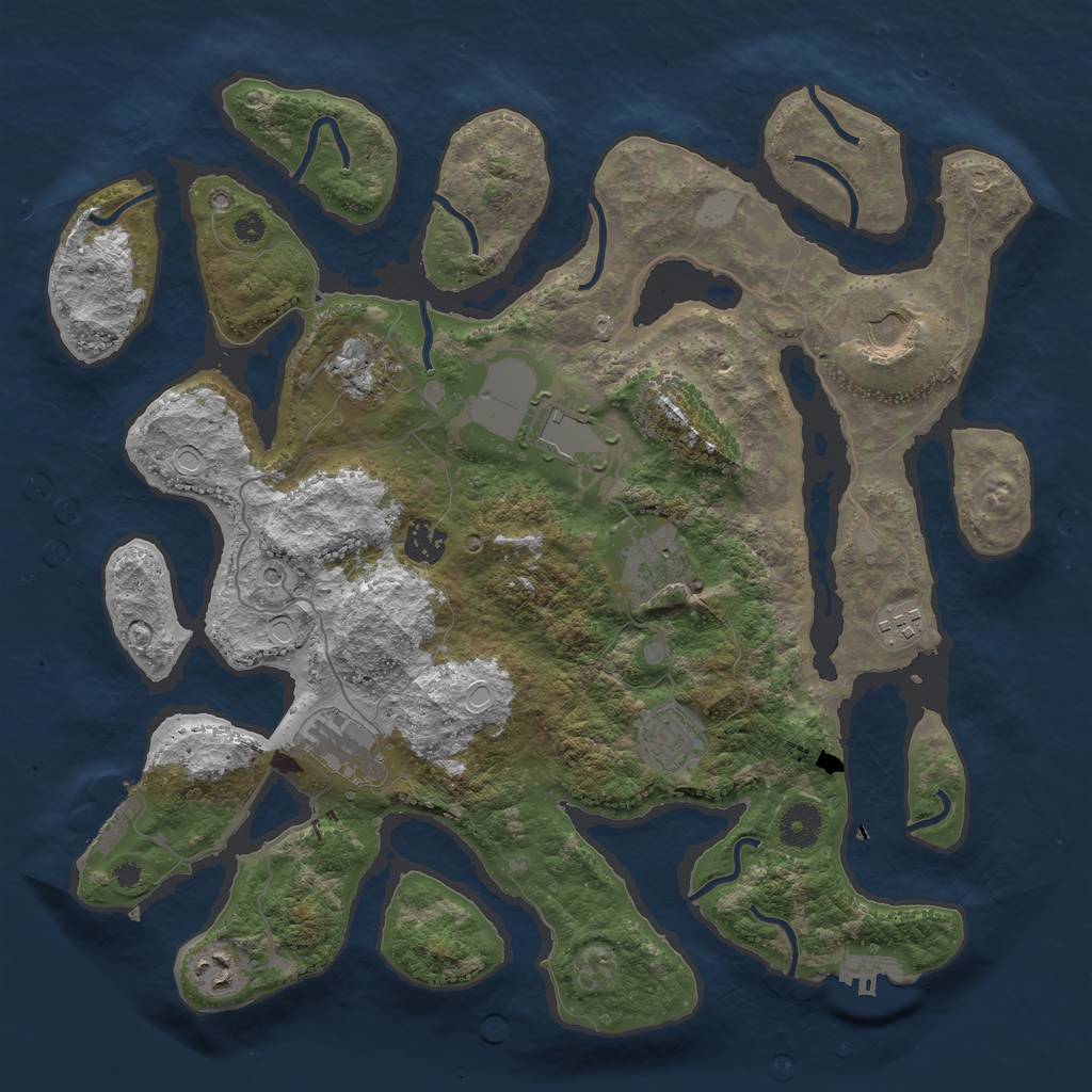 Rust Map: Procedural Map, Size: 3800, Seed: 447, 17 Monuments