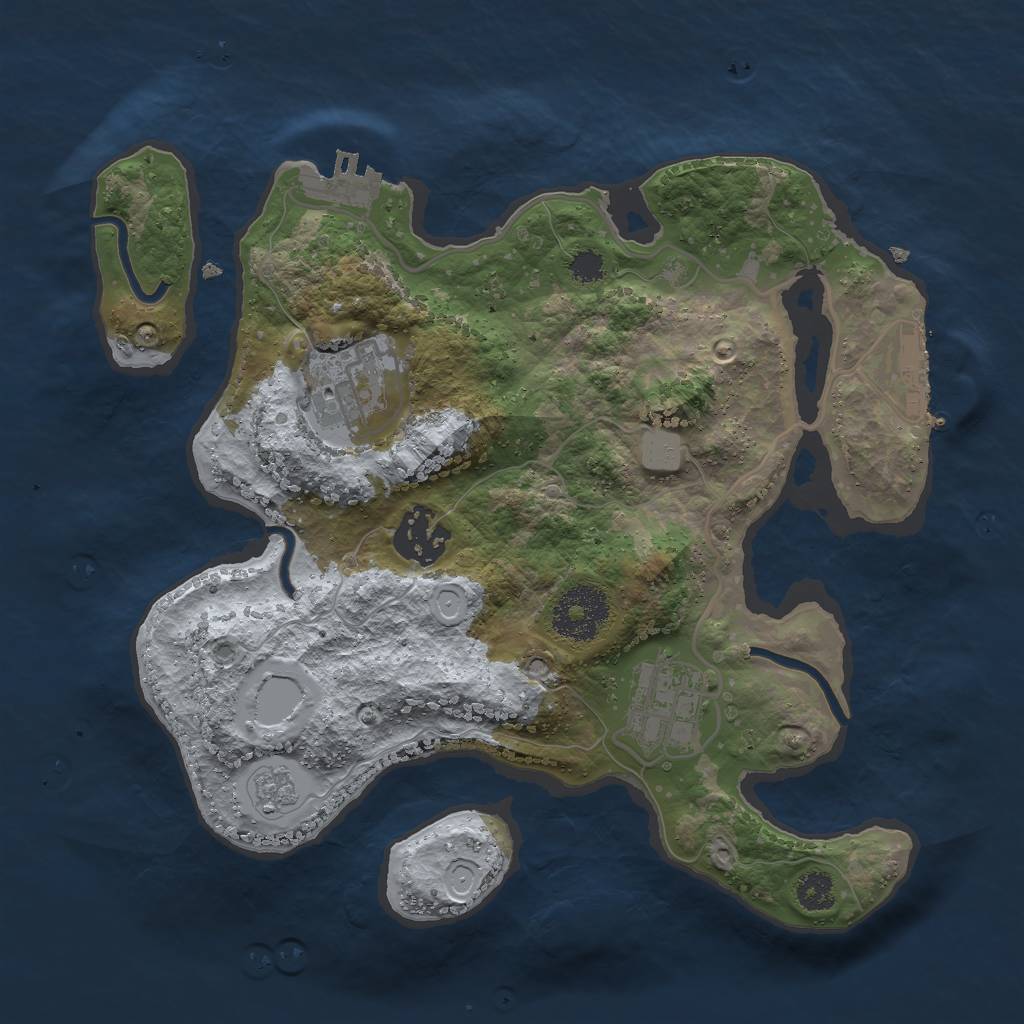 Rust Map: Procedural Map, Size: 2750, Seed: 1199663532, 9 Monuments