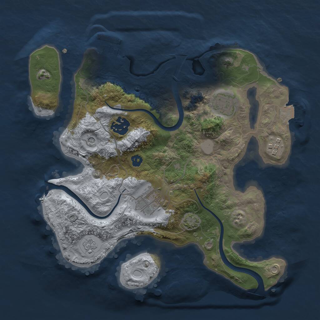 Rust Map: Procedural Map, Size: 2750, Seed: 1199663532, 9 Monuments