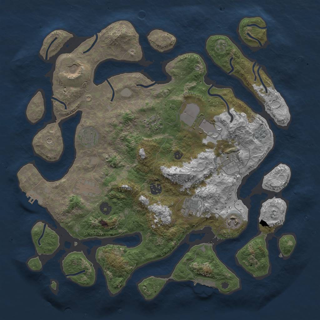 Rust Map: Procedural Map, Size: 3900, Seed: 213900009, 18 Monuments