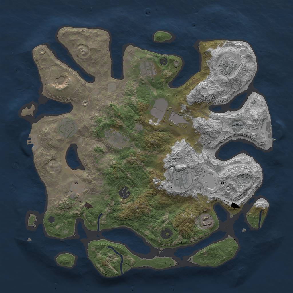 Rust Map: Procedural Map, Size: 3850, Seed: 40337438, 19 Monuments