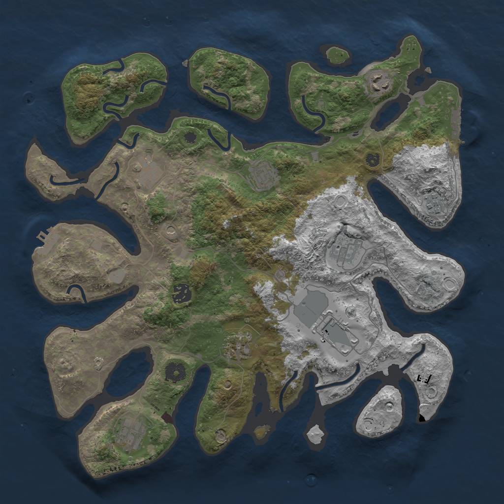 Rust Map: Procedural Map, Size: 3750, Seed: 141838225, 17 Monuments