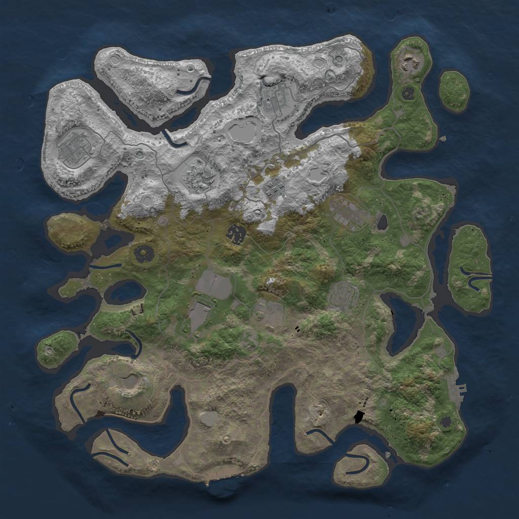 Rust Map: Procedural Map, Size: 4000, Seed: 110605201, 19 Monuments