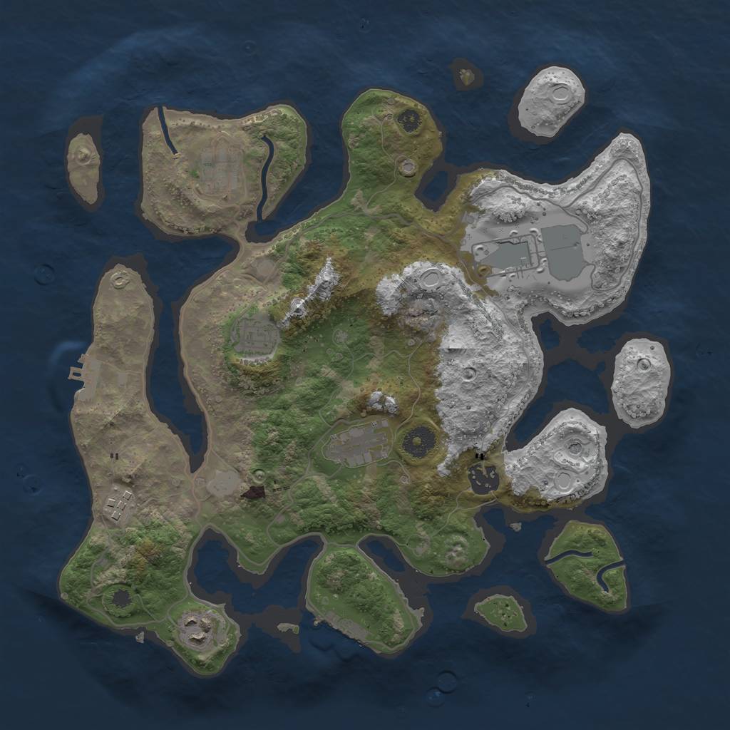 Rust Map: Procedural Map, Size: 3500, Seed: 1843214, 15 Monuments