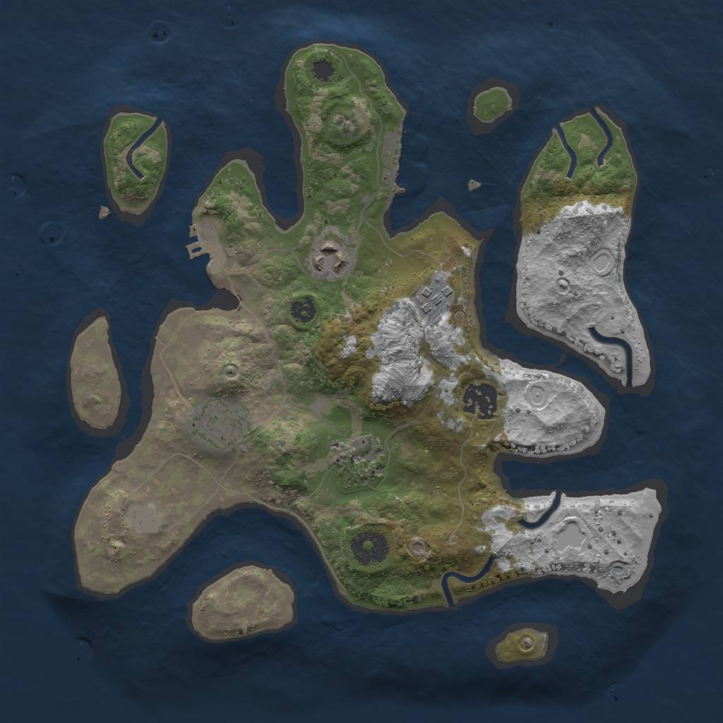 Rust Map: Procedural Map, Size: 3000, Seed: 223702, 12 Monuments