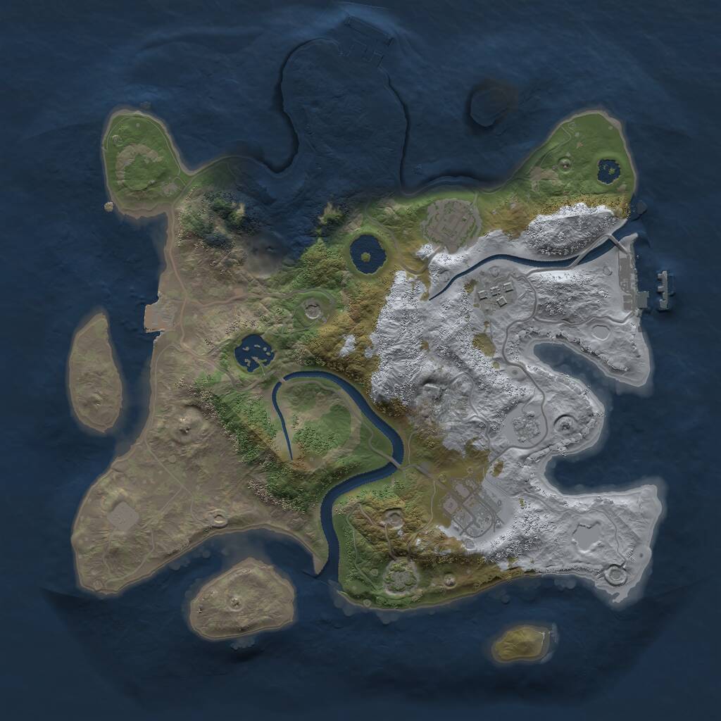 Rust Map: Procedural Map, Size: 3000, Seed: 223702, 10 Monuments