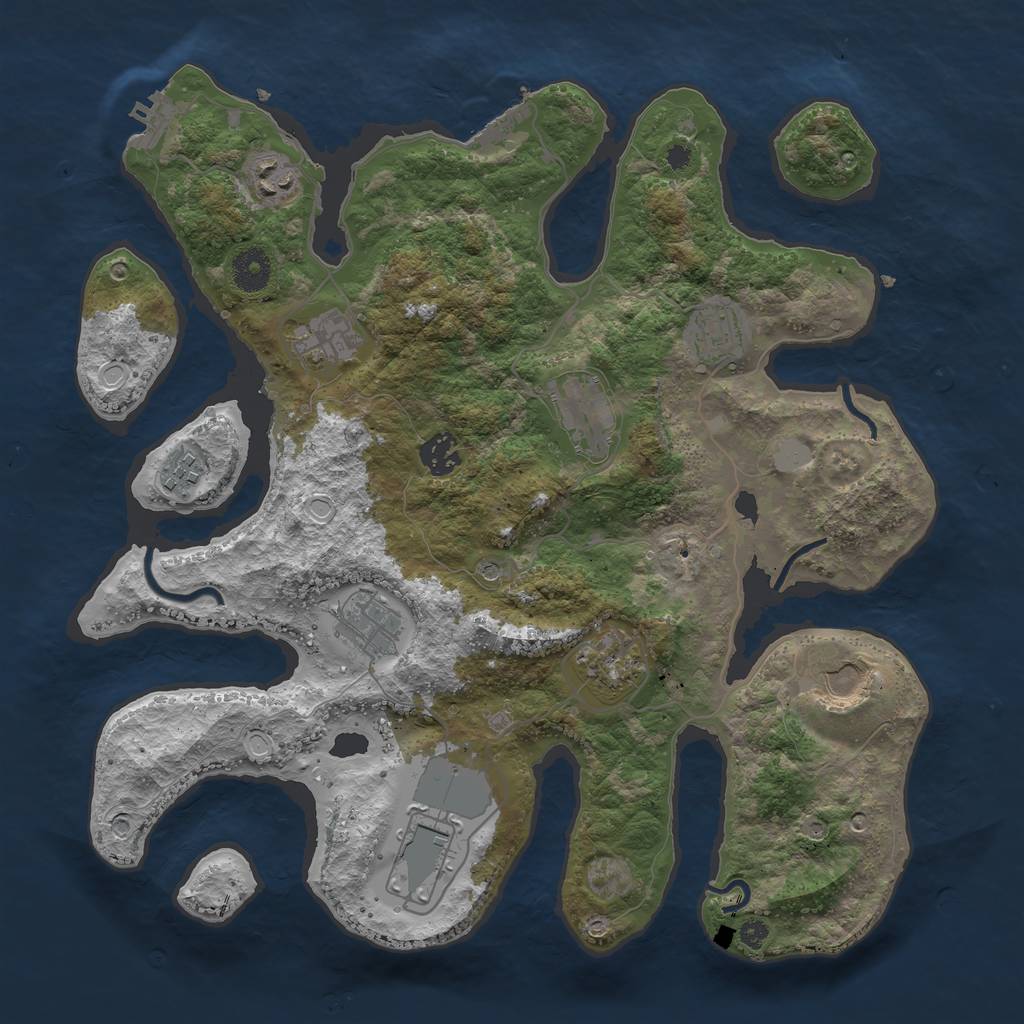 Rust Map: Procedural Map, Size: 3700, Seed: 101697850, 18 Monuments