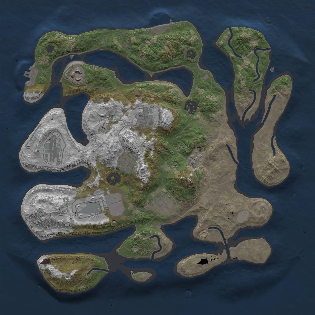 Rust Map: Procedural Map, Size: 3500, Seed: 2008652640, 16 Monuments