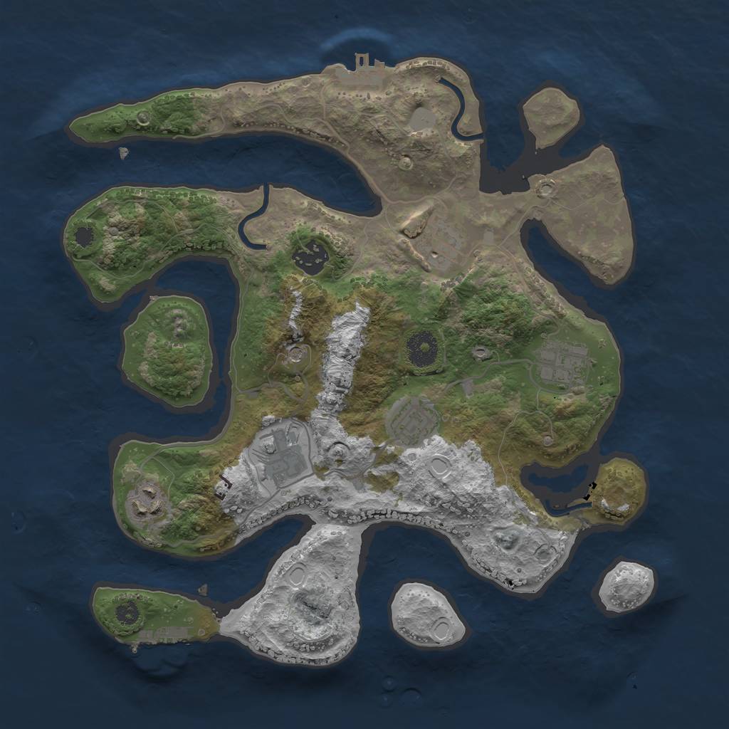 Rust Map: Procedural Map, Size: 3250, Seed: 457687443, 14 Monuments