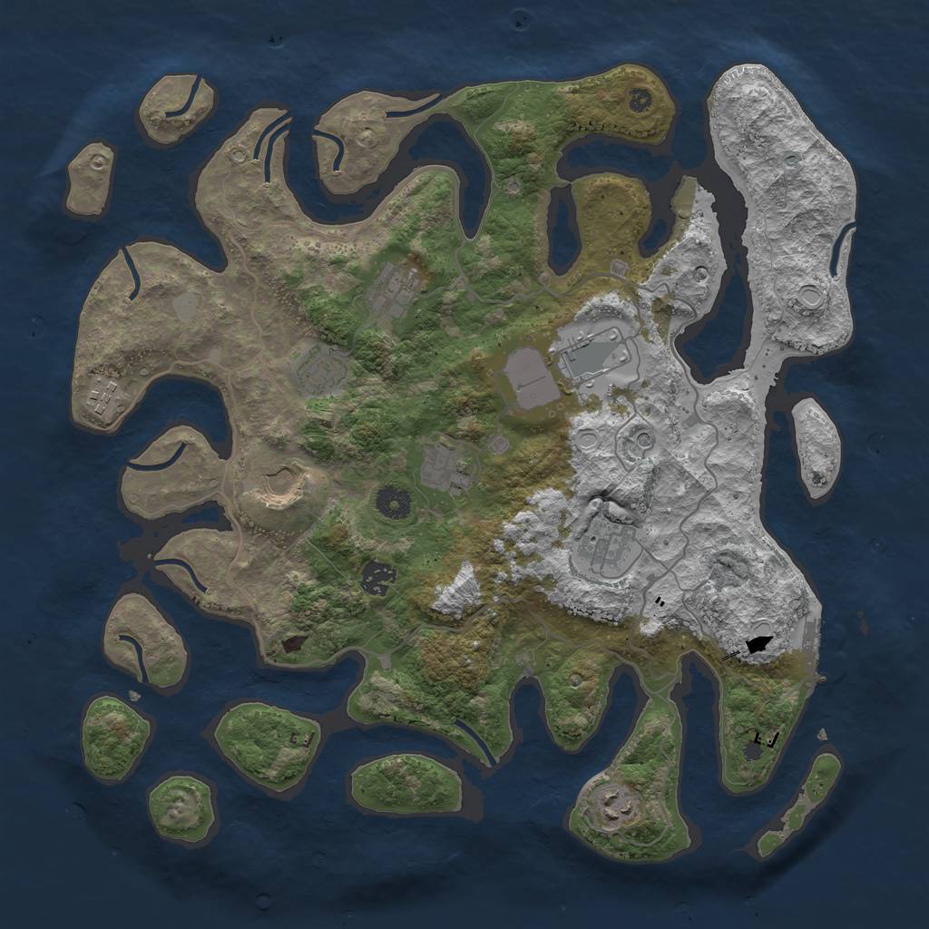 Rust Map: Procedural Map, Size: 4000, Seed: 8559572, 16 Monuments