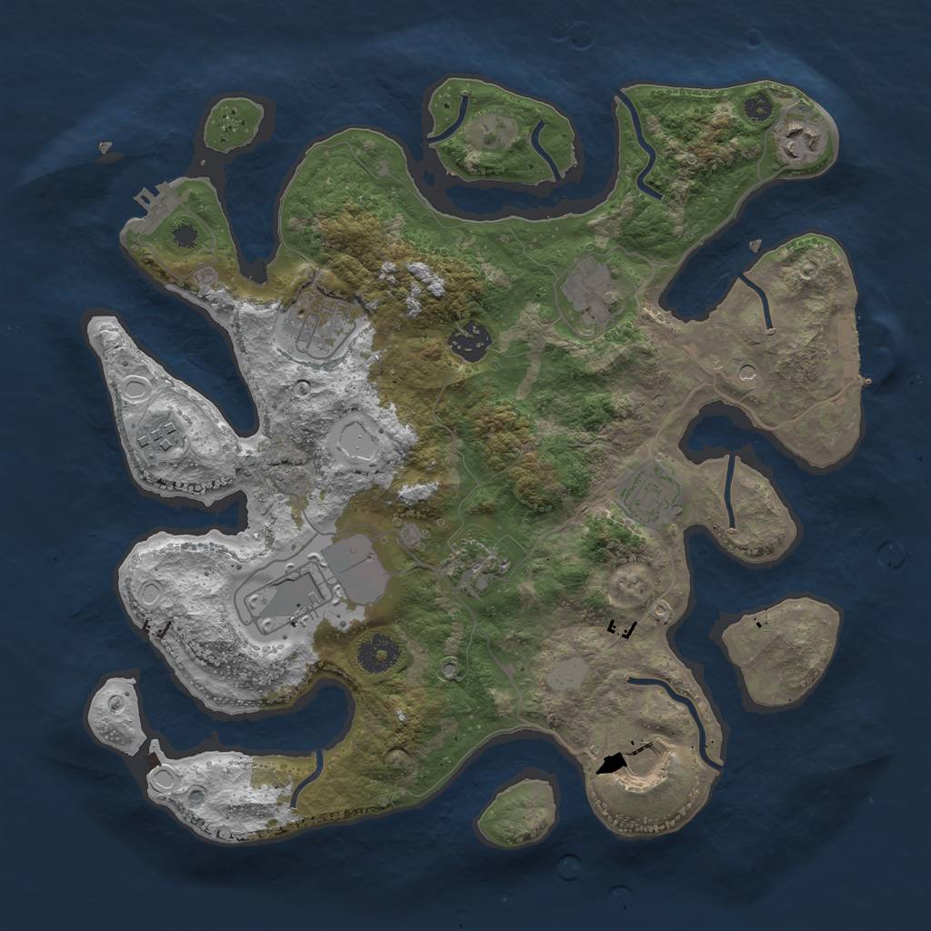 Rust Map: Procedural Map, Size: 3500, Seed: 1941127209, 17 Monuments