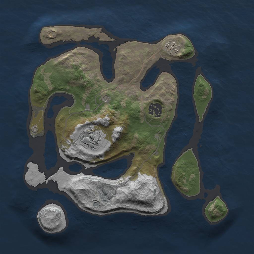 Rust Map: Barren, Size: 2700, Seed: 124, 6 Monuments