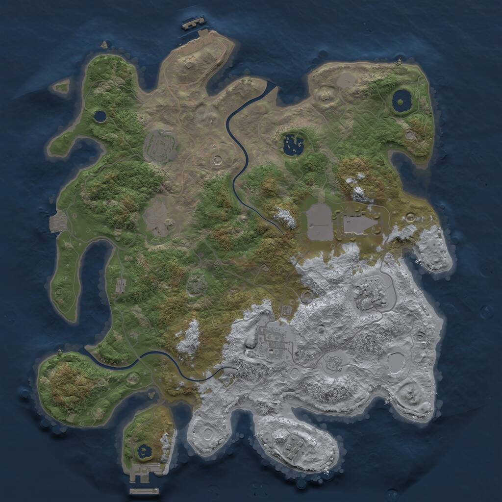 Rust Map: Procedural Map, Size: 3500, Seed: 1268546379, 13 Monuments