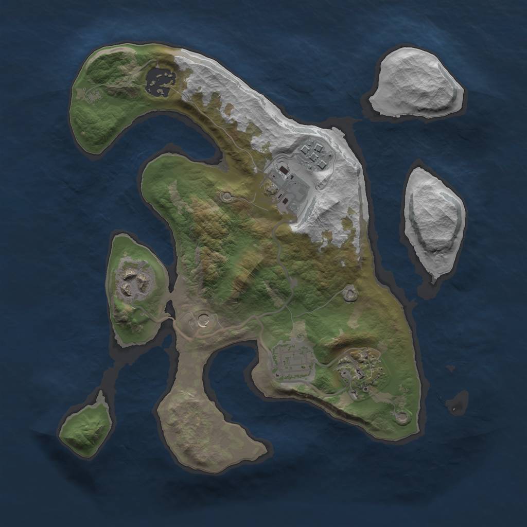 Rust Map: Barren, Size: 2600, Seed: 24, 9 Monuments