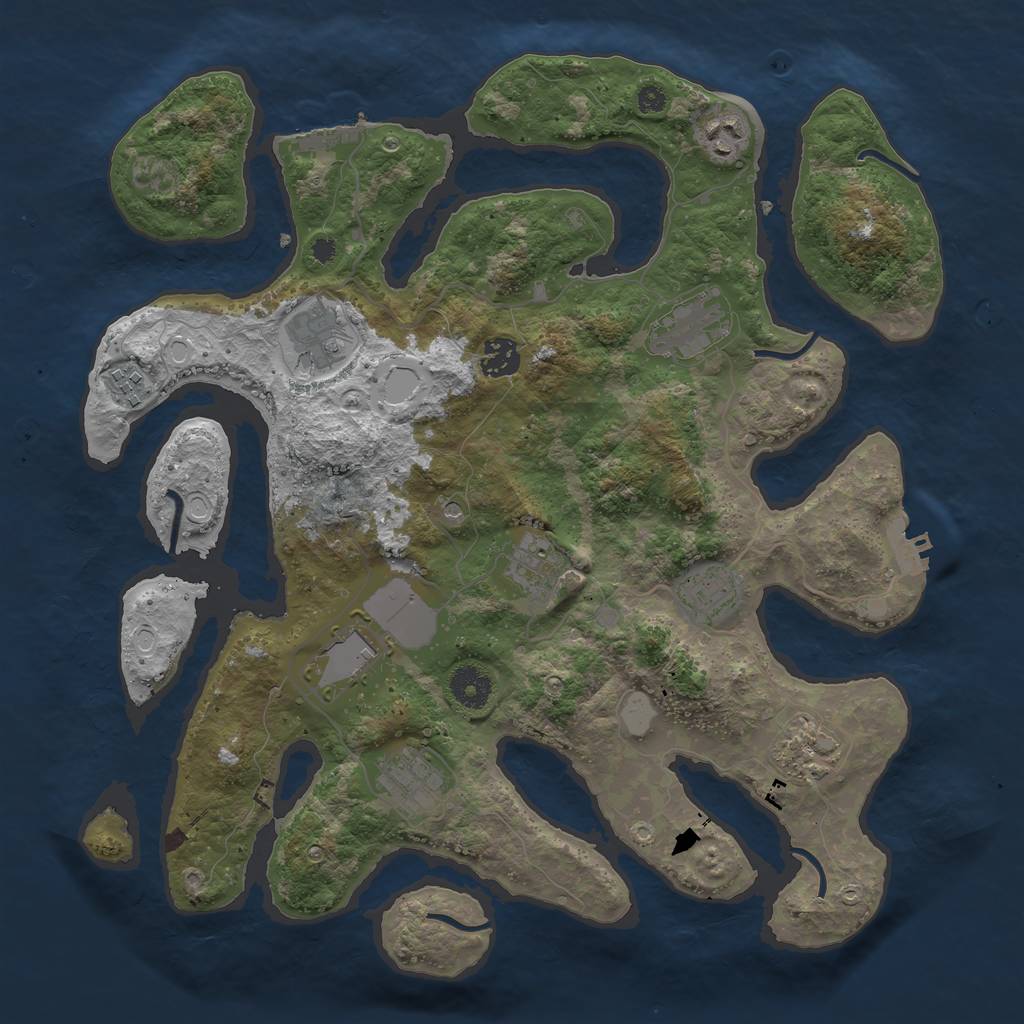 Rust Map: Procedural Map, Size: 3750, Seed: 534152649, 18 Monuments