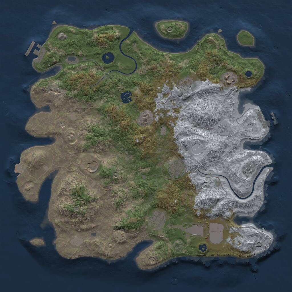 Rust Map: Procedural Map, Size: 3700, Seed: 574499875, 14 Monuments