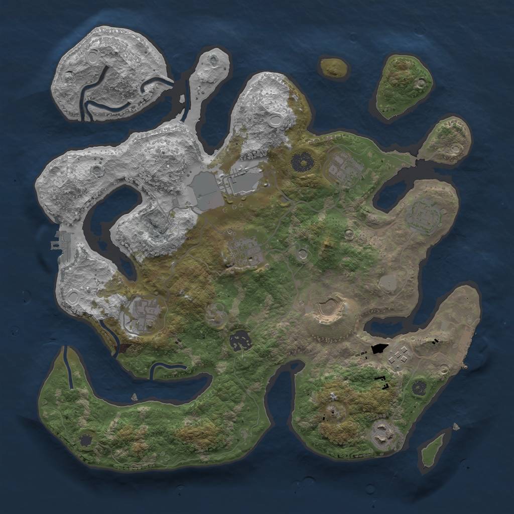 Rust Map: Procedural Map, Size: 3550, Seed: 34343434, 17 Monuments