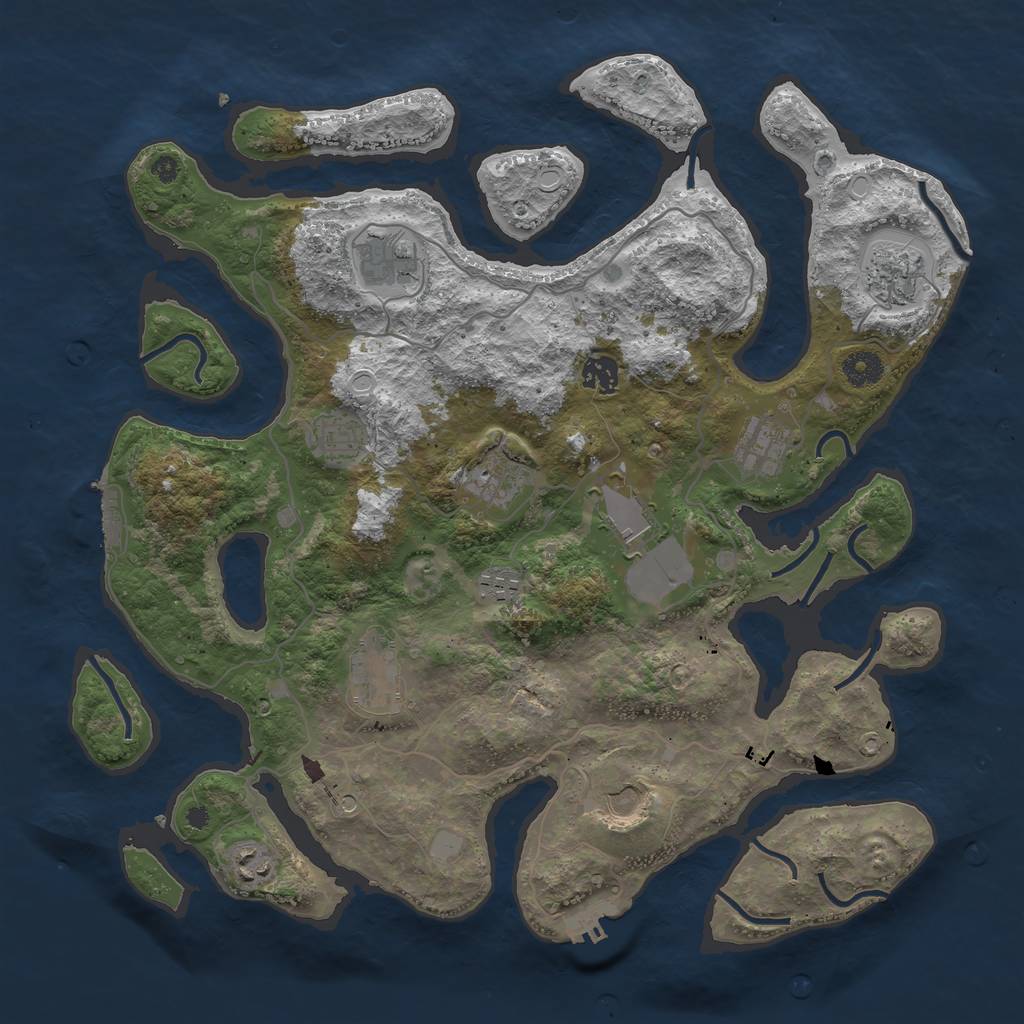 Rust Map: Procedural Map, Size: 4000, Seed: 1428286032, 19 Monuments