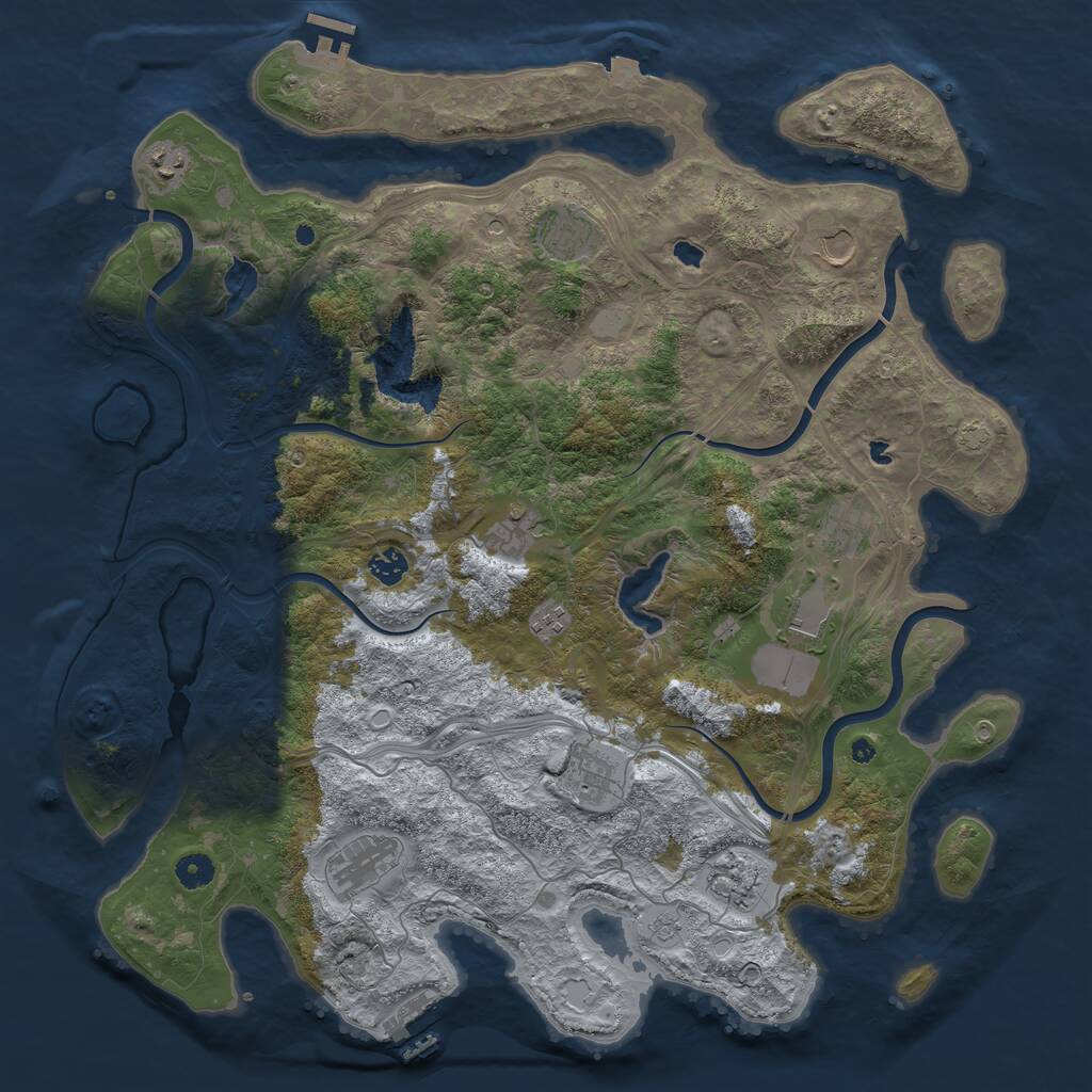 Rust Map: Procedural Map, Size: 4500, Seed: 4342, 17 Monuments