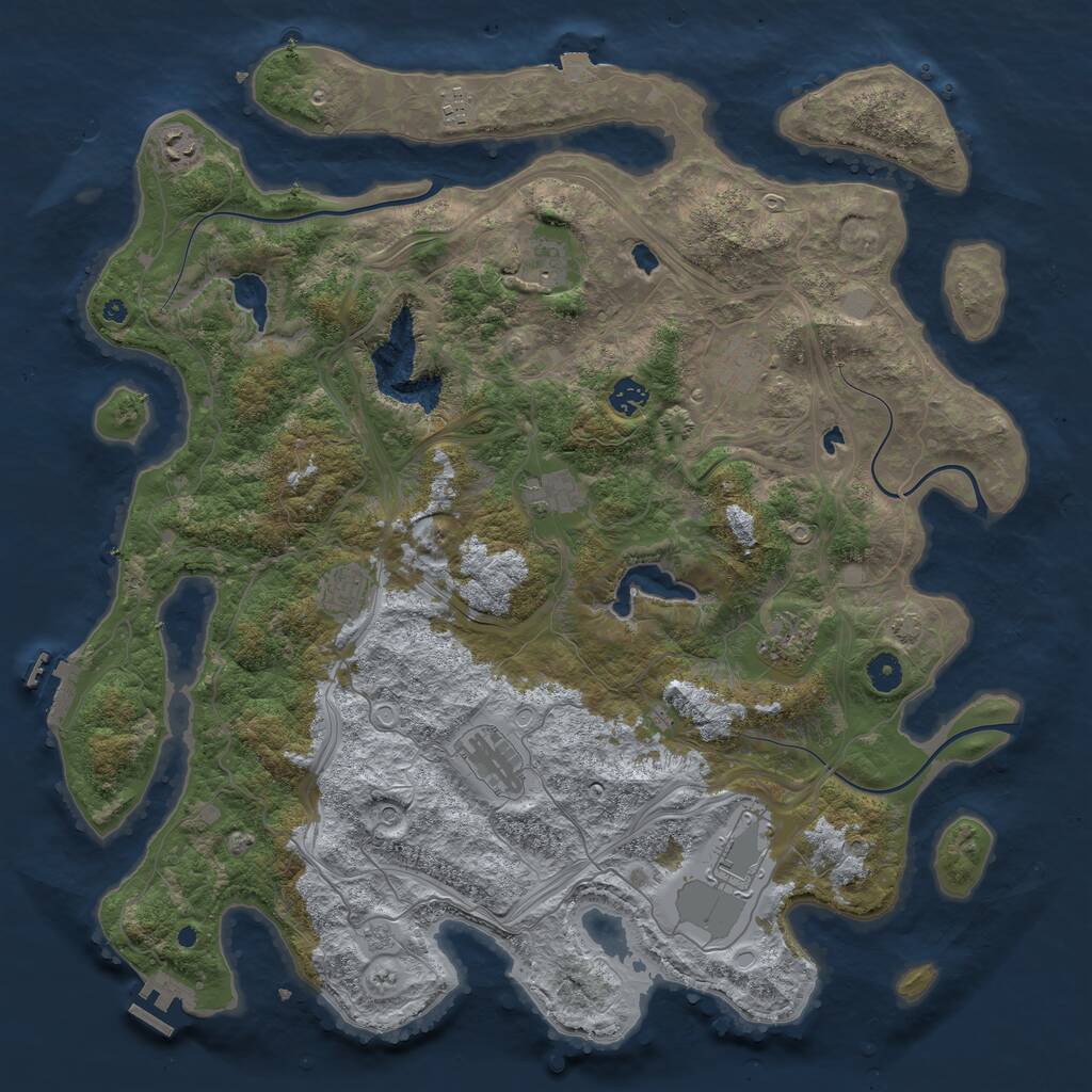 Rust Map: Procedural Map, Size: 4500, Seed: 4342, 16 Monuments
