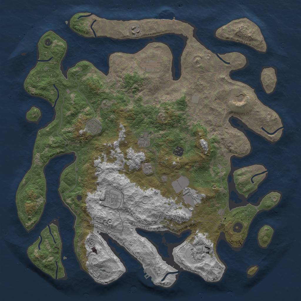 Rust Map: Procedural Map, Size: 4500, Seed: 4342, 18 Monuments