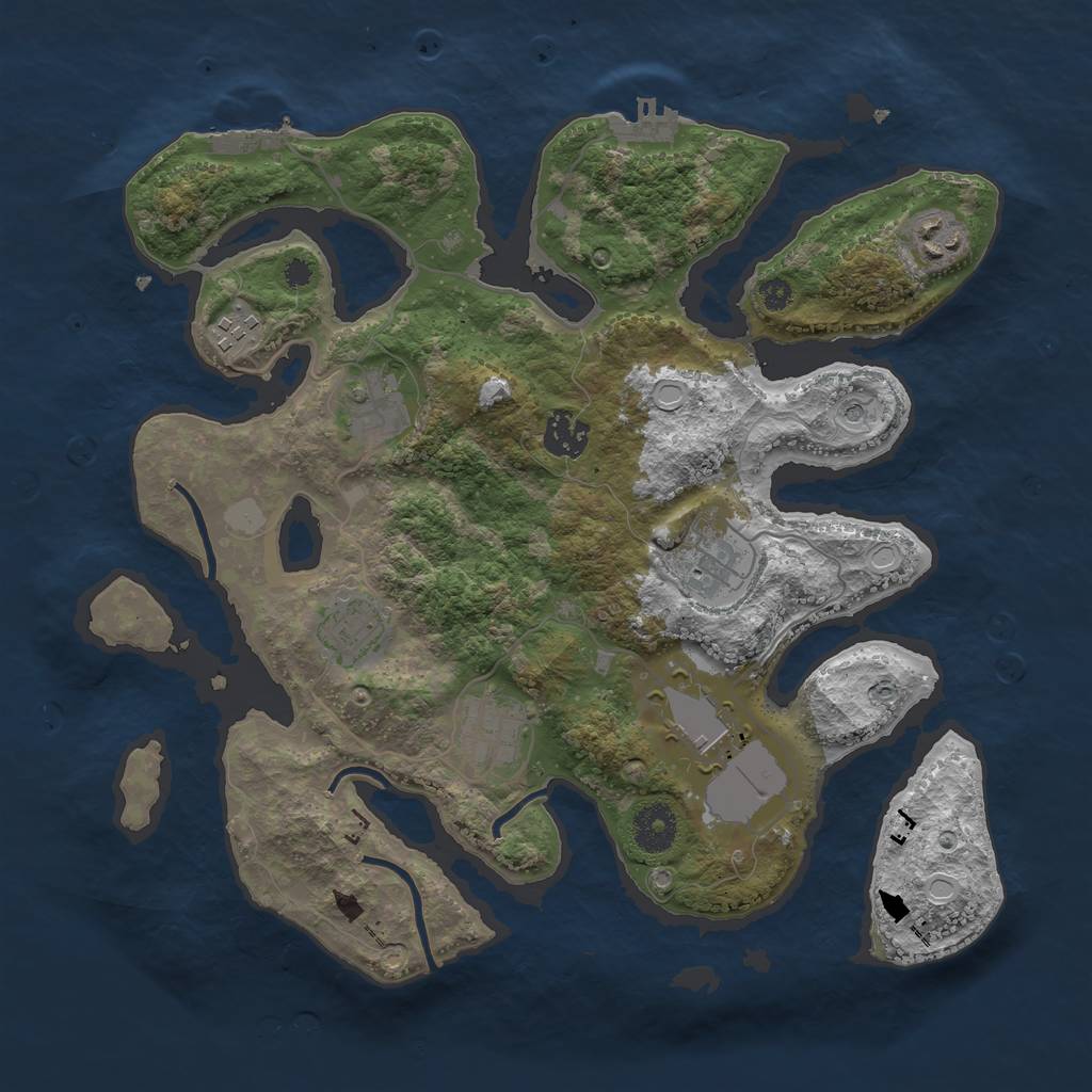 Rust Map: Procedural Map, Size: 3500, Seed: 564216855, 16 Monuments