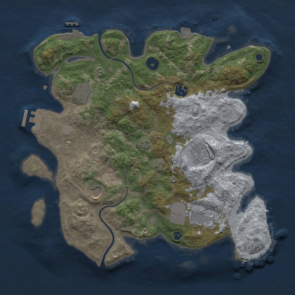 Rust Map: Procedural Map, Size: 3500, Seed: 564216855, 11 Monuments